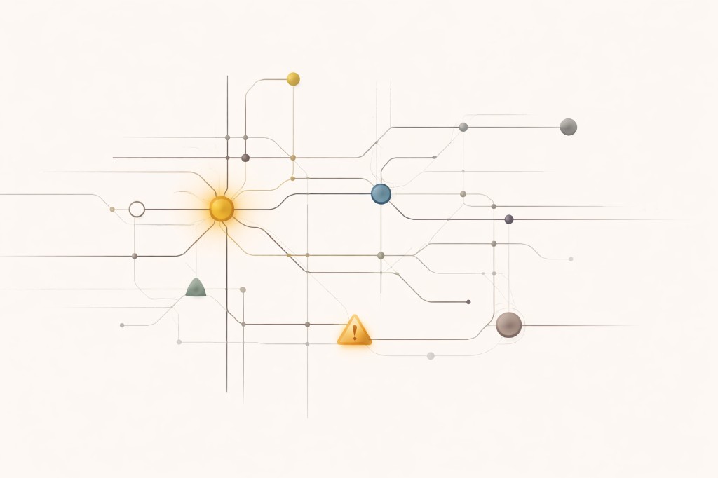 Conceptual diagram showing interconnected life systems being monitored for structural failures across multiple dimensions